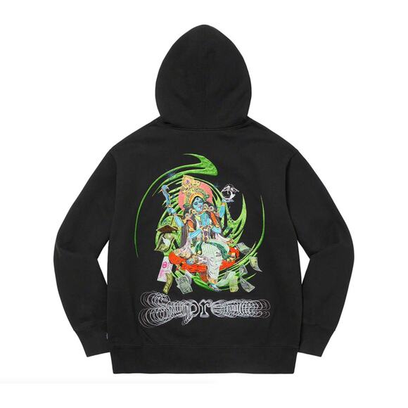 SUPREME Lakshmi Full Zip Embroidered Hoodie Black Sz Large - Picture 1 of 11